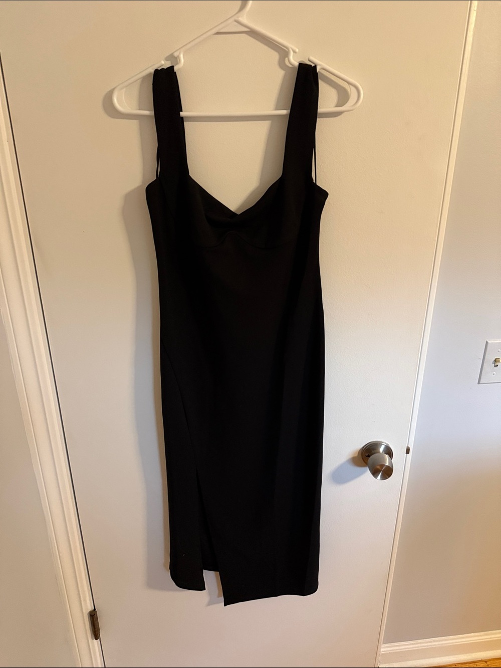 Hello Molly Black Midi Dress with Wide Straps